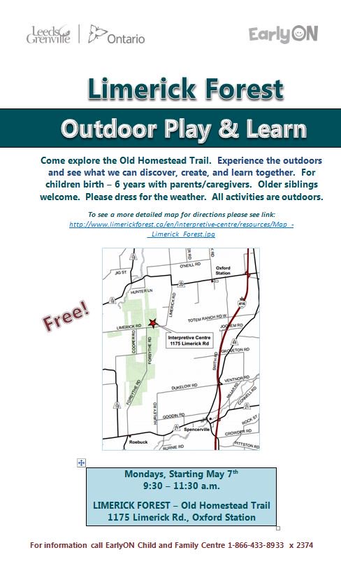 LG_EarlyYears's tweet photo. #Outdoor #Play and #Learn Please join our EarlyON staff on Monday between 9:30-11:30 am for some wild outdoor play and adventures #LimerickForest #families #LeedsandGrenville #childsplay https://t.co/0ixUpJUvlR