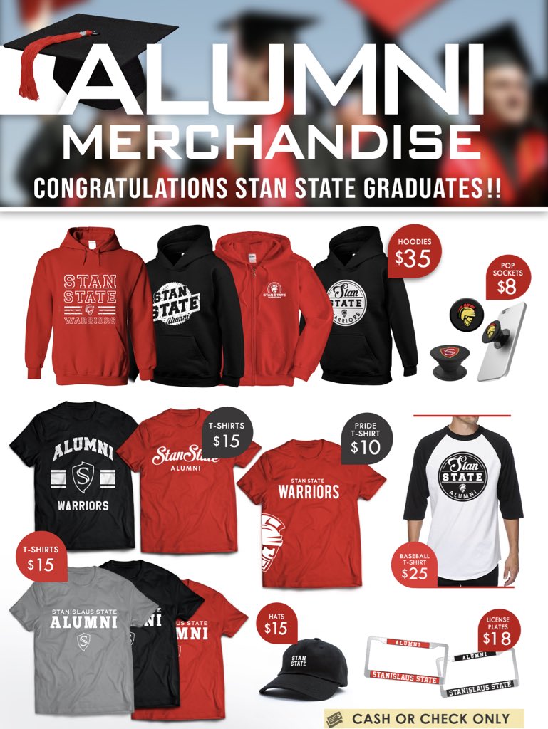 asisc_stanstate's tweet photo. Congrats Grads, you made it! 🎓🎉It’s time to reward yourself! We will be out here at the commencement ceremonies with NEW Alumni Merch! #SeeYouThere #CashOrCheckOnly https://t.co/1QDK7DC6nR