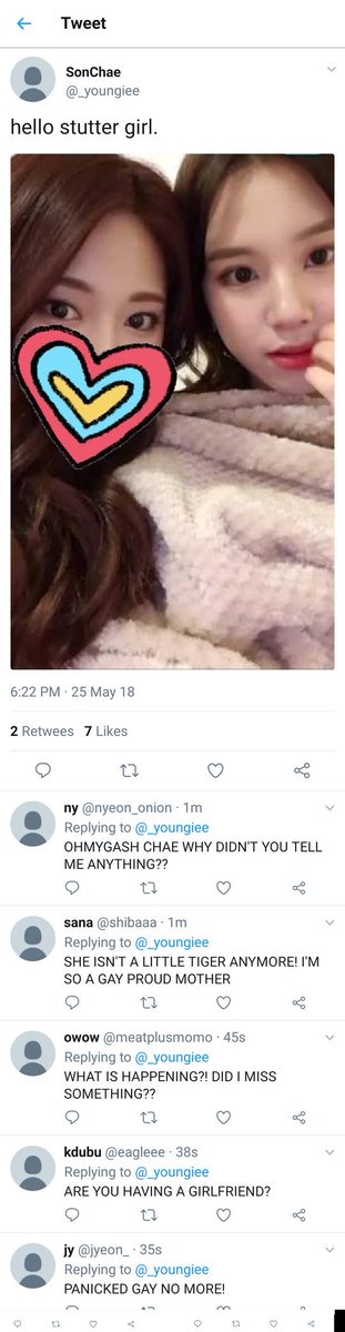 [Tzuyu main account and Chaeng's personal/private account]