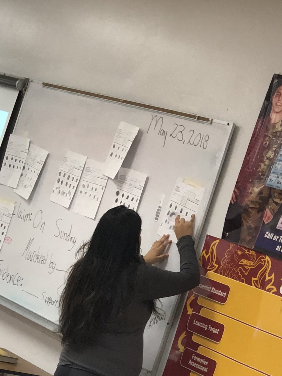 DHSchemteacher's tweet photo. My #forensic Ss also worked the past few days to obtain eyewitness testimonies, along with fingerprinting and questioning suspects about the crime. #plb #dhsforensics @Doss_High @doss_principal https://t.co/jQ6ylepMmV
