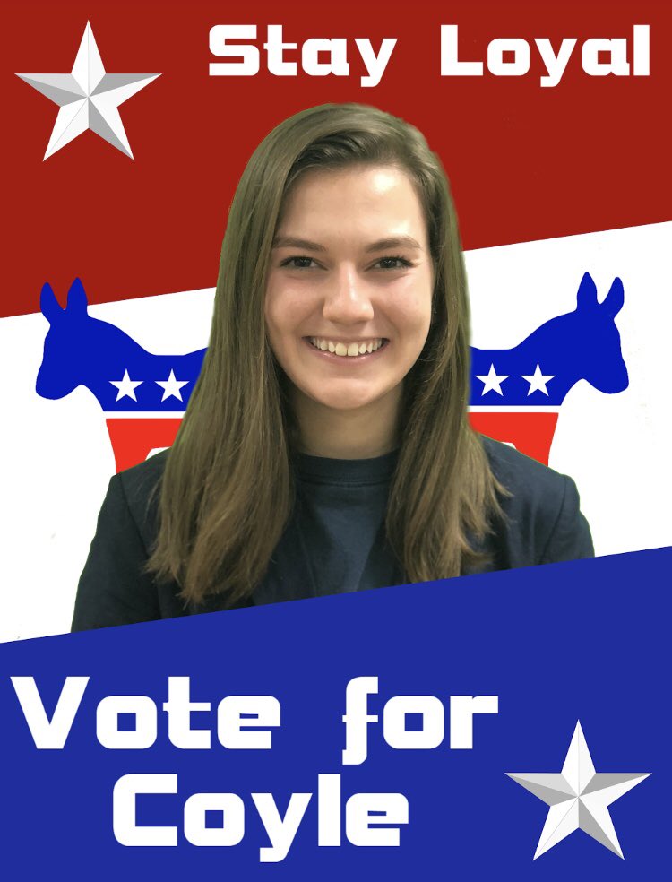 AudreyCoyle2020's tweet photo. Be on the look out for our campaign posters! #StayLoyalVoteForCoyle https://t.co/8VV7jsSjk6