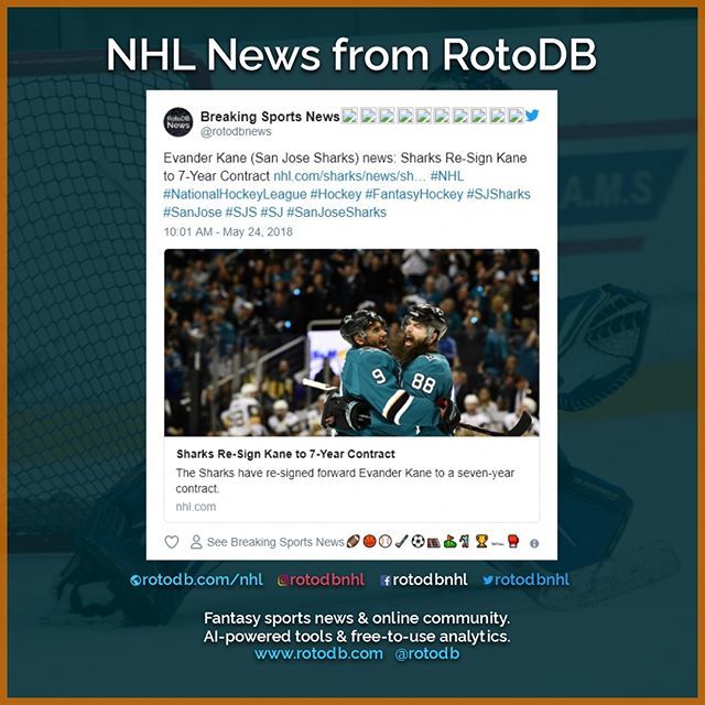 rotodbnhl's tweet photo. https://t.co/x7BFqZO678 Evander Kane (San Jose Sharks) news via @rotodbnews #Sports #Fantasy #FantasySports #NHL #NationalHockeyLeague #Hockey #FantasyHockey #SJSharks #SanJose #SJS #SJ #SanJoseSharks #Sharks @SanJoseSharks https://t.co/EffJQYmFlk