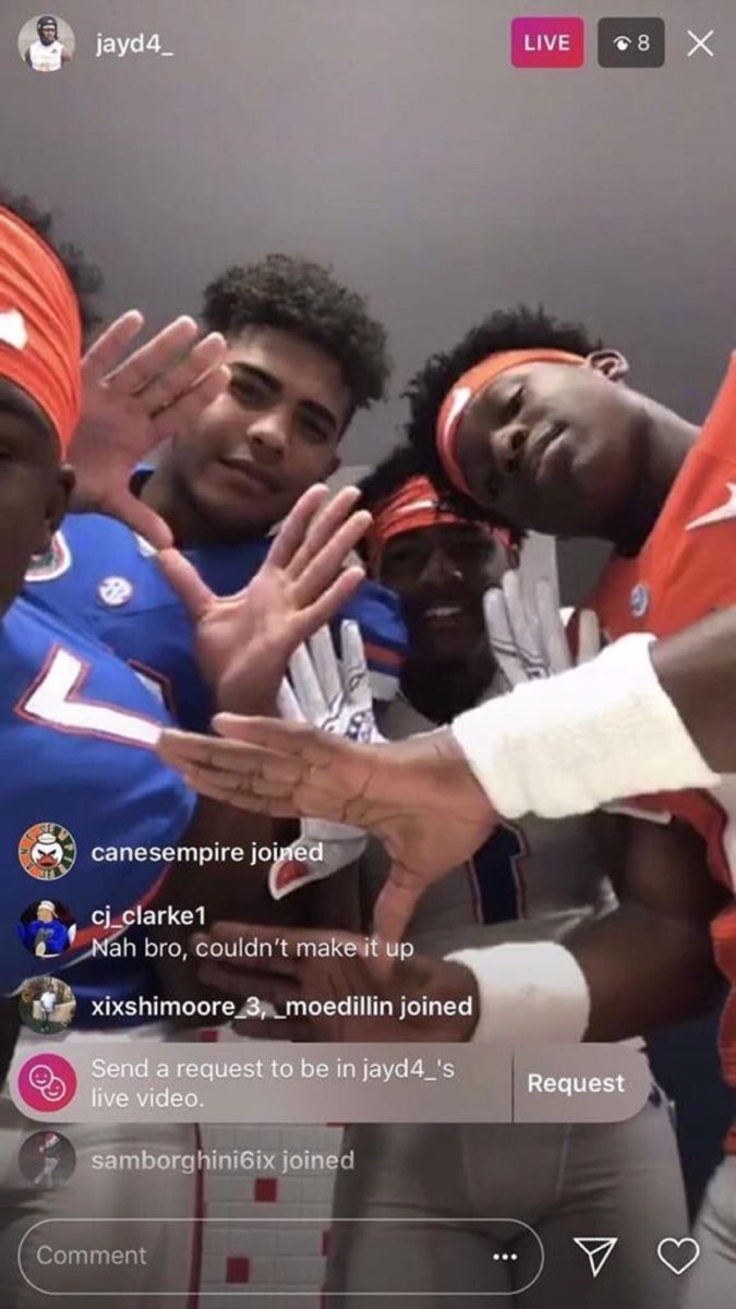 This is why I’m against putting on the uniforms when recruits visit...it should be a PRIVILEGE To wear a schools color. It’s about PRIDE! With that being said, take y’all ass to Miami and watch what we do to y’all in 2019! #GoGators 🐊