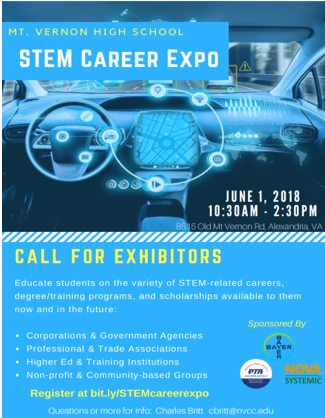 SyBER_ERG's tweet image. SyBER Leadership will be at the STEM Career Expo in MT. Vernon high school (Virginia) on June 1, 2018. Please stop by and meet our team members.