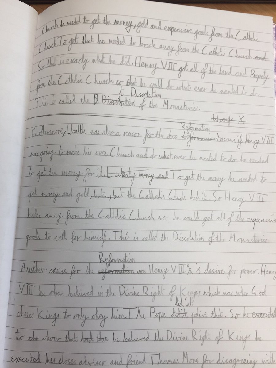 ECFSprimary's tweet image. In Year 3 our children have been writing excellent essays about Henry VIII and the English Reformation. We are very impressed with them!