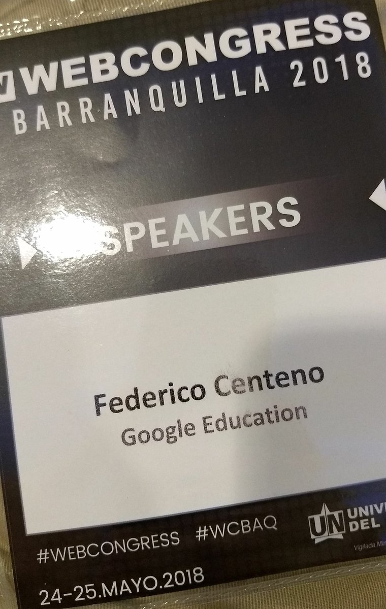 federico_1026's tweet photo. Contento de participar en @webcongress #Barranquilla redefiniendo la educación con @GoogleForEdu y @edtechteam. #WCBAQ #GEGColombia #ColombiaEdChat 🇨🇴 #ImpactoEDU https://t.co/MUAJeSm7GB