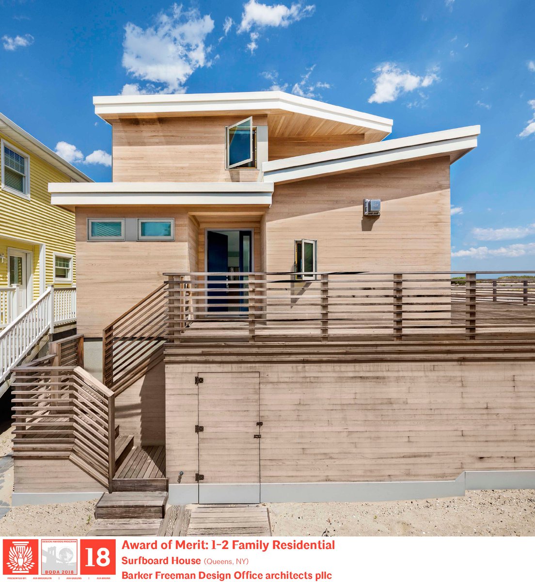 The #MeritAward in the 1-2 Family Residential Category is awarded to Barker Freeman Design Office architects pllc for Surfboard House

Congratulations! 👏 #BFDOarchitects #BreezyPoint #Surfboard #BQDA18 #Brooklyn #Queens #Bronx <a href="/alexandrabarker/">Alexandra Barker</a>