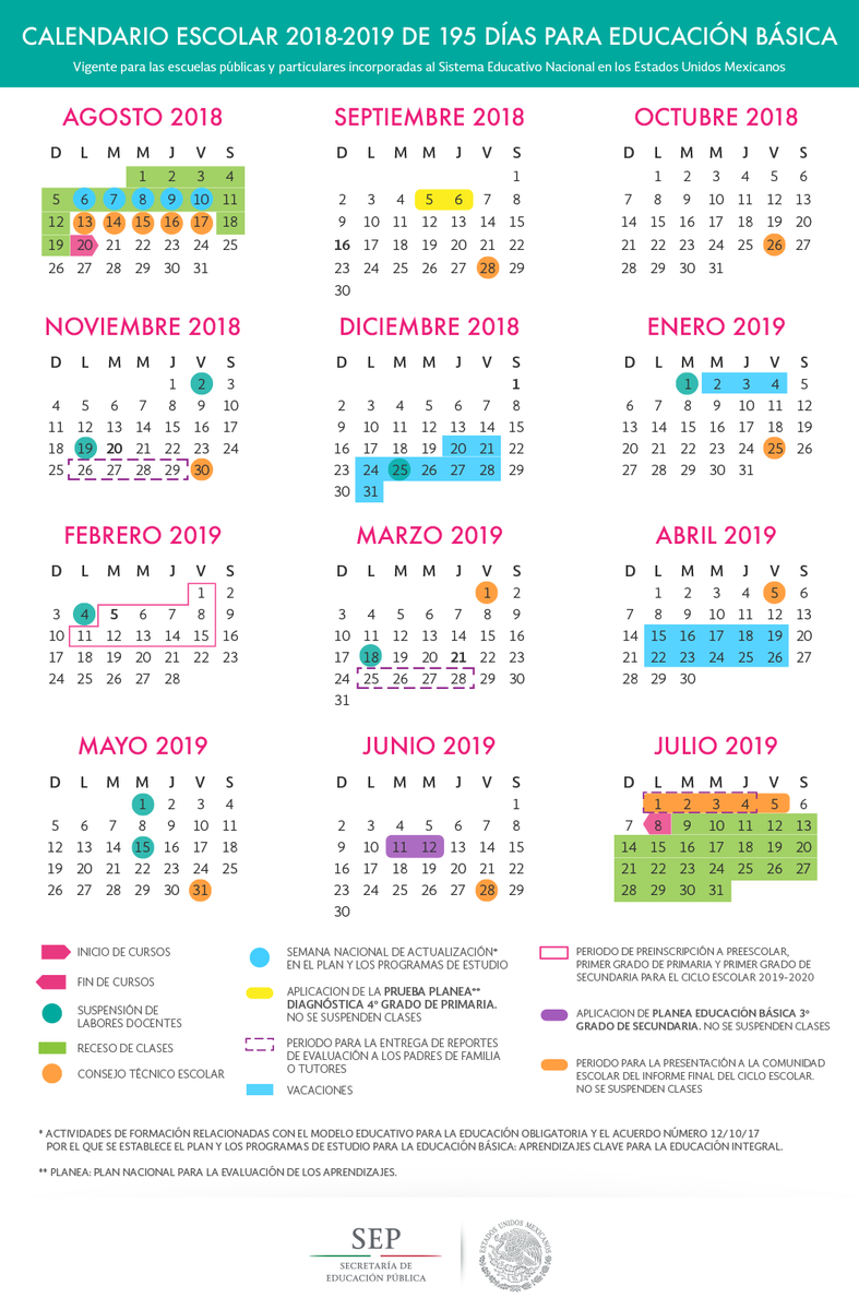 SEP_mx's tweet photo. Conoce los calendarios del ciclo escolar 2018-2019 para la Educación Básica. https://t.co/B8xAsKmyIY