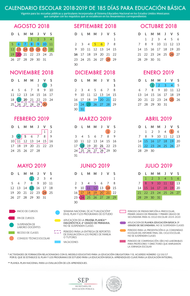 SEP_mx's tweet photo. Conoce los calendarios del ciclo escolar 2018-2019 para la Educación Básica. https://t.co/B8xAsKmyIY