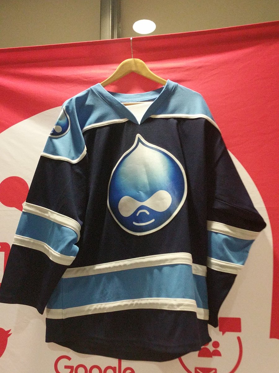 explodeconf's tweet image. Come take a shot at the @DigitalEchidna table for the chance to win this fresh #Drupal jersey. Can you do better than Victor? #ExplodeConf18