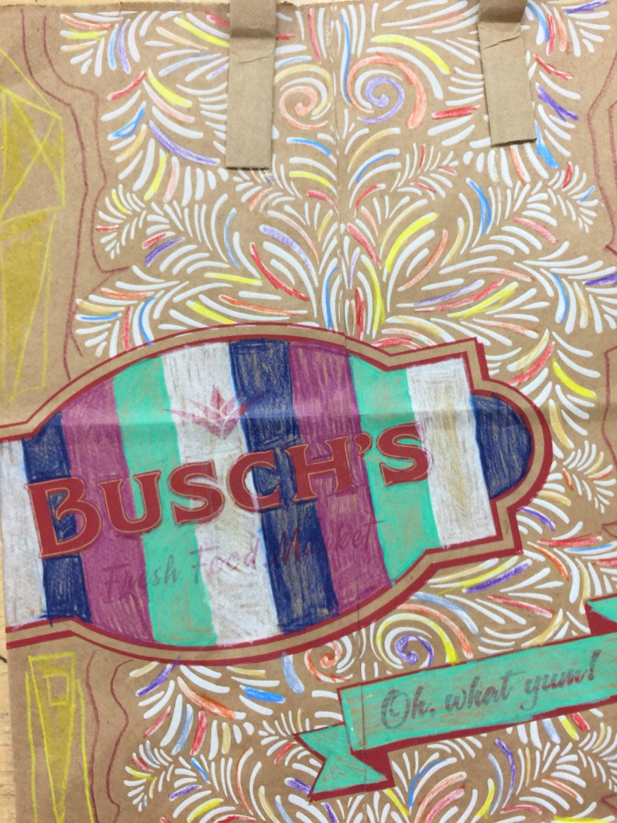 HeritageCreates's tweet photo. Students in @KatieHuang2 class turn brown bags into art as they reflect upon the year in anticipation of taking home their creativity. #heritagelearn @BuschsMarket https://t.co/tS7yvwloiO