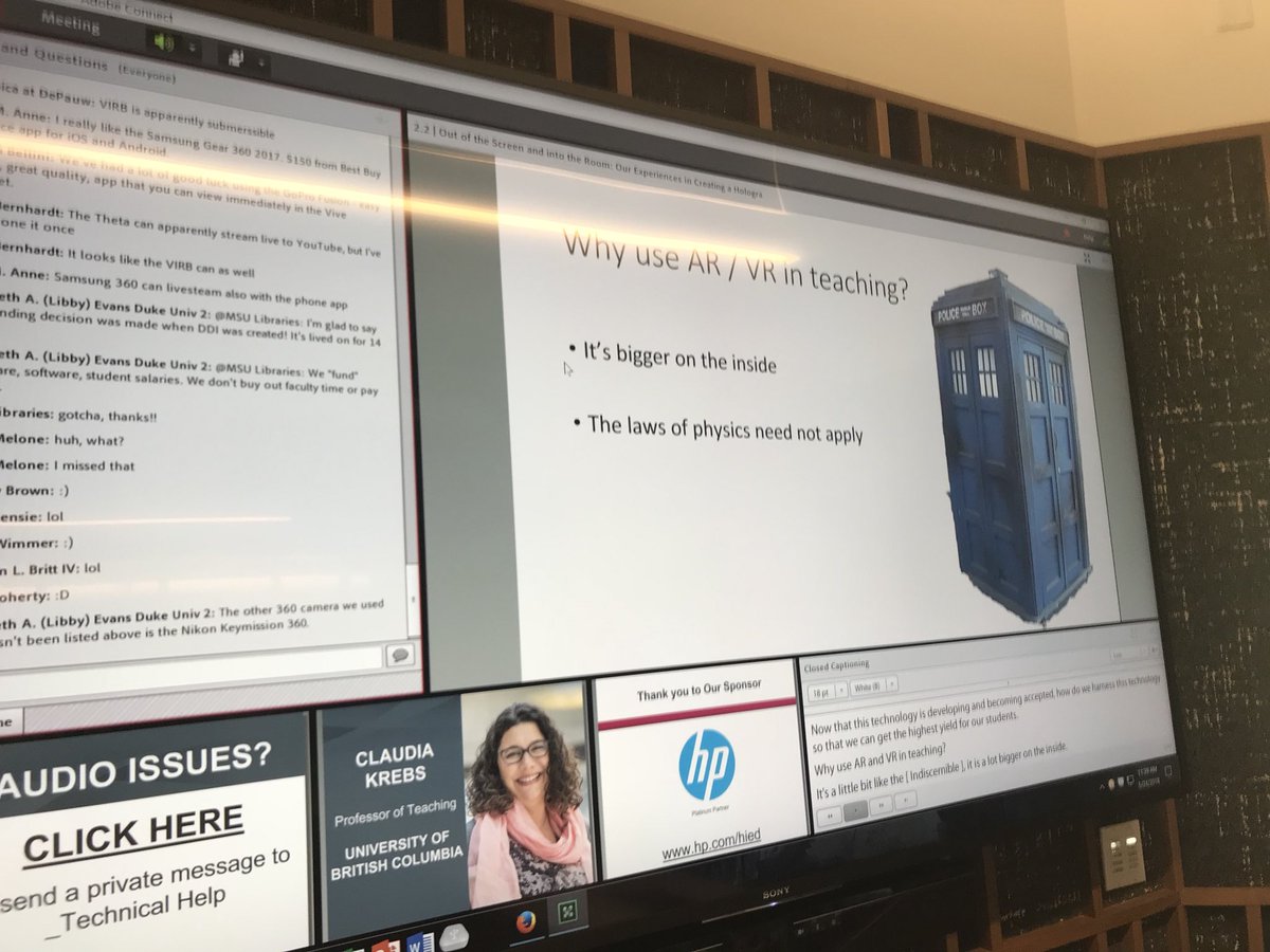 FrostDavis's tweet photo. Live the comparison of AR/VR to  the Tardis #elifocus https://t.co/4jGveQt5GX