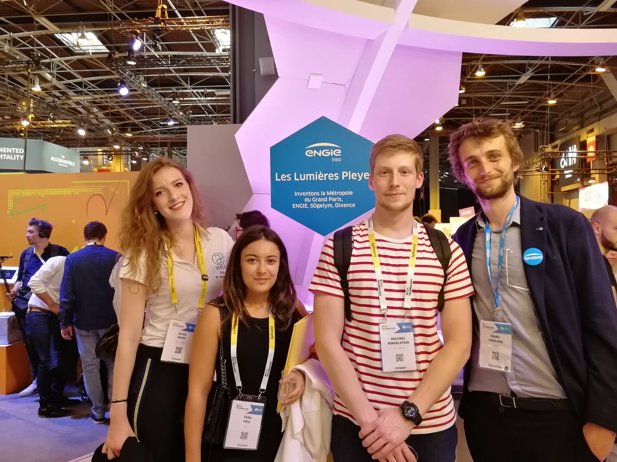 JuniorJEECE's tweet photo. Nous étions présents à #Vivatech2018. Nous avons rencontré notre partenaire @cnje @EngieCareers autour de leur projet Lumières de Pleyel pour le Grand Paris. Allier écologie, logistique et enjeux sociétaux pour une ville plus intelligente. #VieAssoECE #SmartCity #WeAreJE https://t.co/NqLn83YAyI