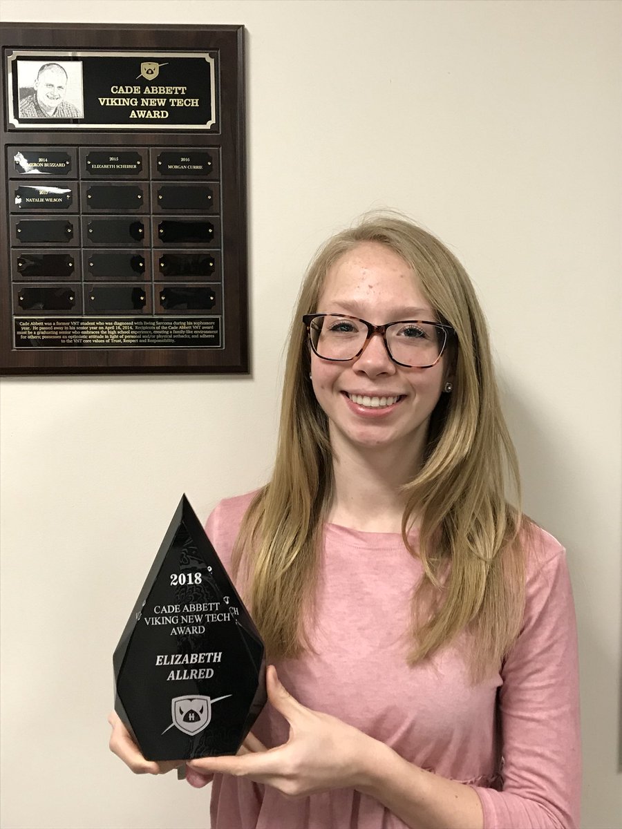 VikingNewTech's tweet photo. So very proud of @EGallred14 on earning the Cade Abbett Viking New Tech Award. Well deserved! https://t.co/YW7cwTeOqX