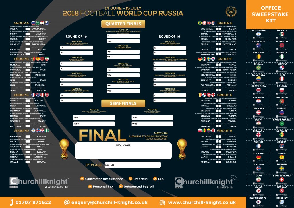 World Cup 2018 Fixtures Chart