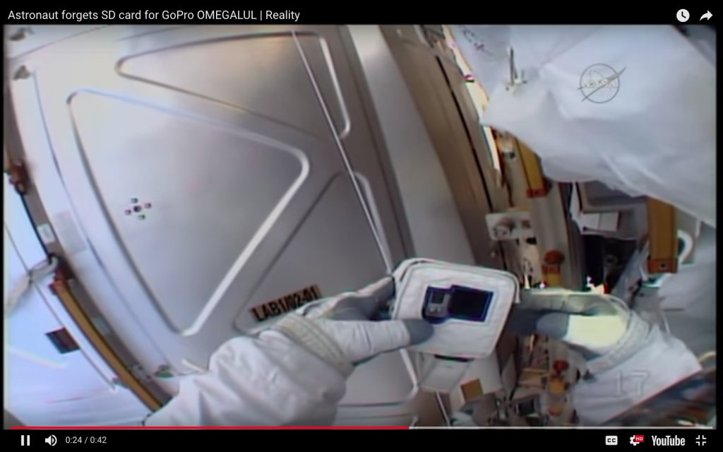 HubTelegram's tweet image. NASA astronaut takes GoPro camera on spacewalk but forgets memory card (VIDEO) hubtelegram.com/2018/05/24/nas…