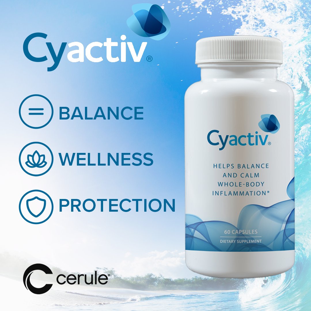 CeruleGlobal's tweet photo. Cyactiv® Balance and Calm Whole-Body Inflammation associated with physical activity. BALANCE - WELLNESS - PROTECTION #Cyactiv #Cerule https://t.co/uaIos8bzAP