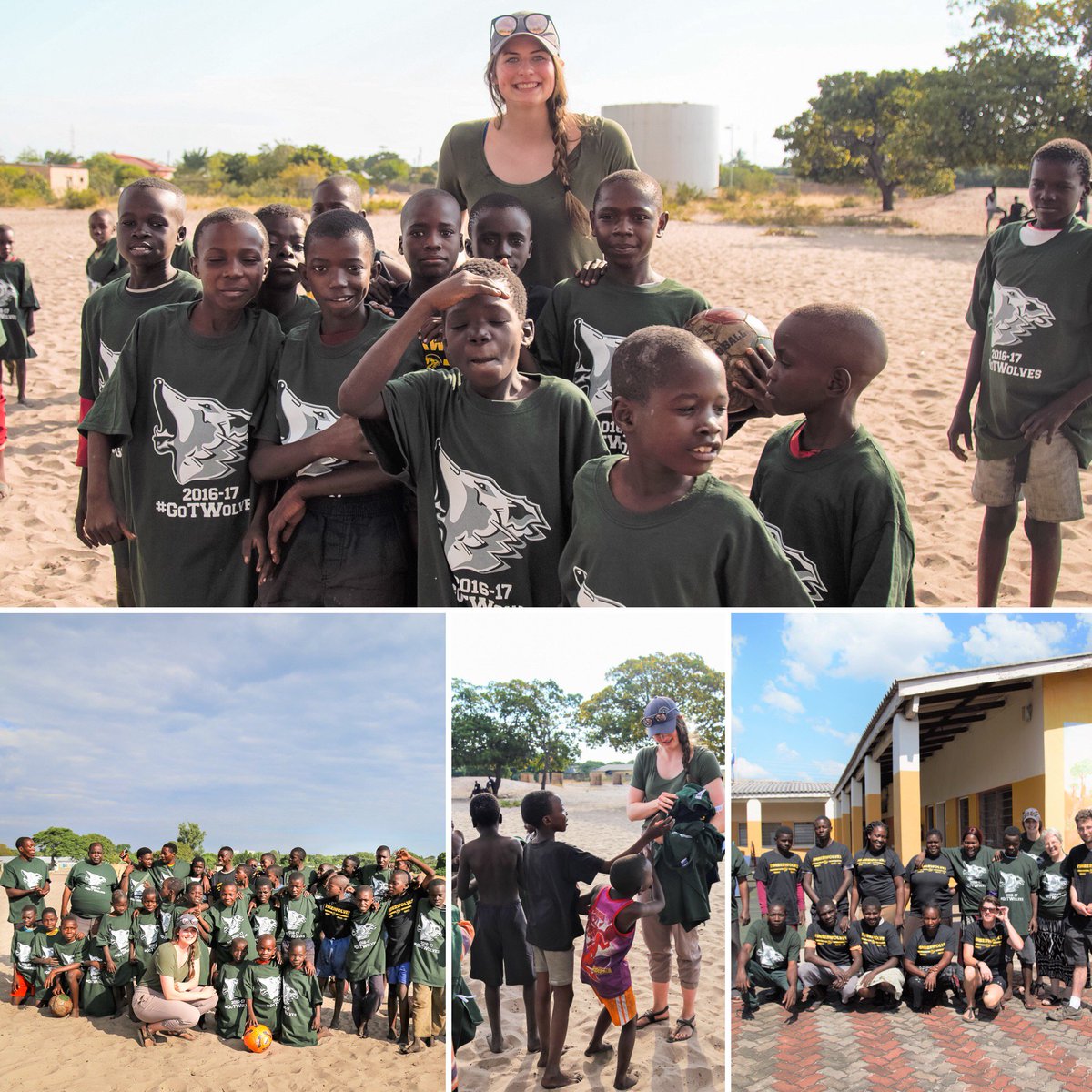 UNBCATHLETICS's tweet photo. Moments like this make us proud. @UNBCWomensBball's @embabe11 visited Zambia, and gifted some children with @UNBC TWolves gear! She visited Cheshire Homes, which provides schooling, physio, and more, to children with conditions like cerebral palsy. Way to go, Emily! #gotwolves https://t.co/JVqLnTOZTS