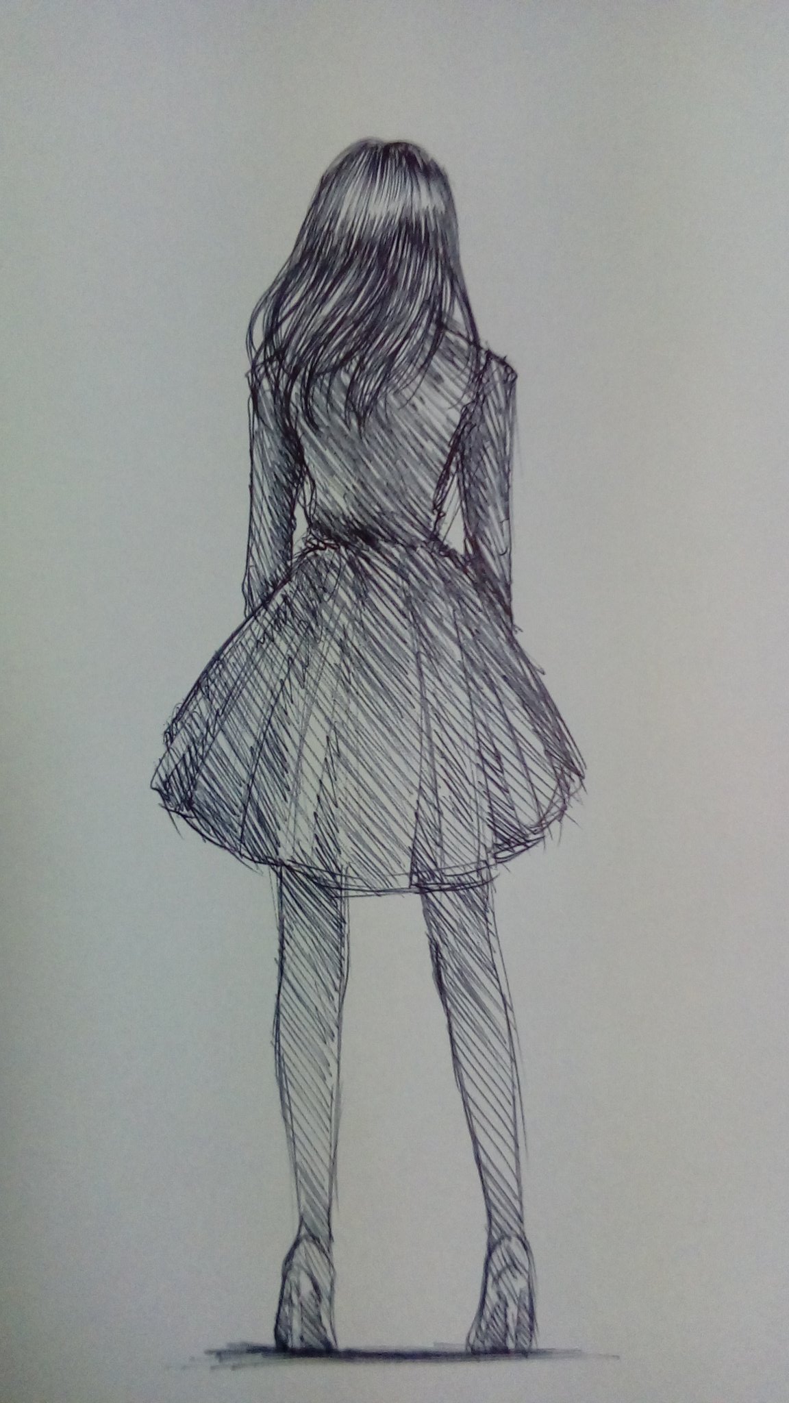 結城るい 落書き 一発描き イラスト通り イラストの森 ボールペンで全身黒い服の後ろ姿女の子 T Co Tacyympdzr Twitter