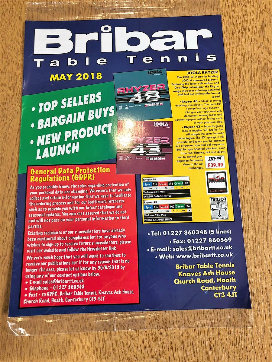 Bribartt's tweet photo. New Catalogue Alert!! Our Mini Summer Catalogue is out now &amp; packed with new products, bargain buys &amp; our best sellers! It will be hitting doormats next week and in the meantime check out the on-line version: 👉 https://t.co/frXFxoRqrg 👈 #Tabletennis #TeamBribar https://t.co/JjYsMO1aTd