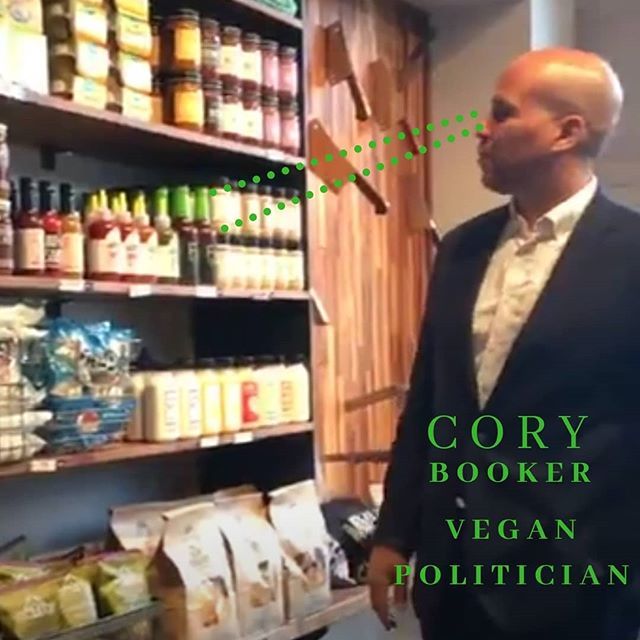 tofunafysh's tweet photo. @corybooker made a trip to @theherbivorousb the other day. We had to snap this shot from their live story when the #vegan #politician from #nj checked out all the great retail products (and shot green Lazer beams out of his eyes directly at our #FyshSauc… https://t.co/0NxWvNmyTb https://t.co/xB5YoSk5yk