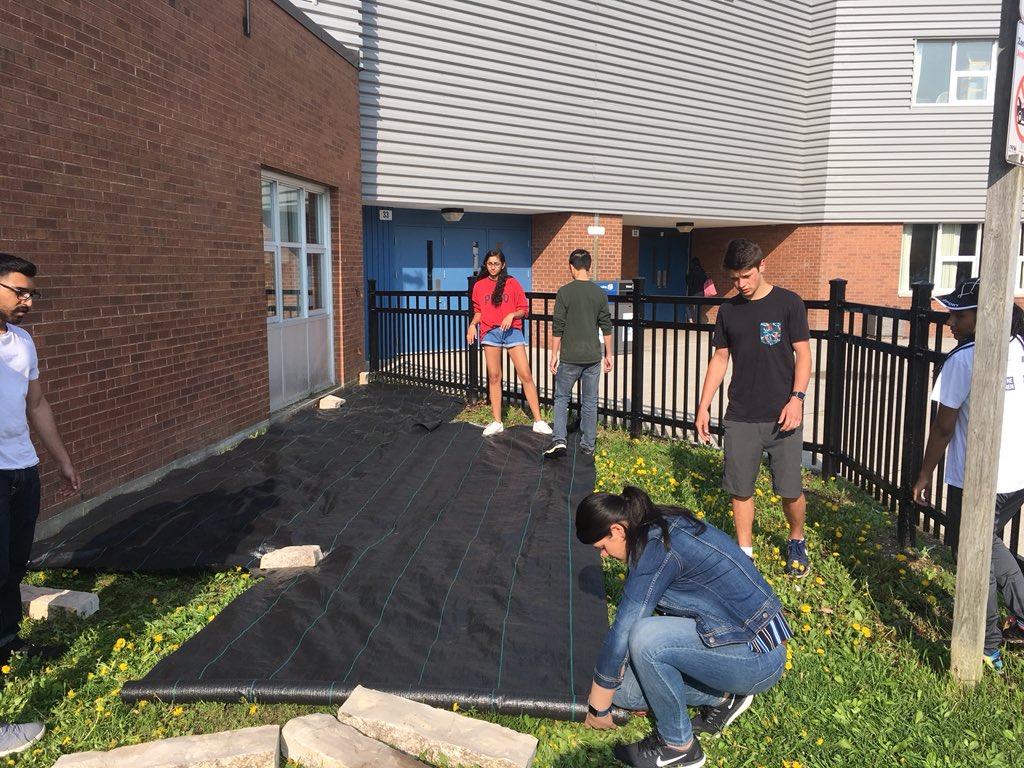 bucknleaf's tweet image. Busy day @HumberviewSS - cleaning our #demonstration #garden, collaborating with @HumberviewGTAC to begin our #FirstNations space, #playing with @TownofCaledon mulch, &amp;amp; presenting a @timbersoutfit paddle to a #SHSM student leader at our year-end dinner! @PeelSchools