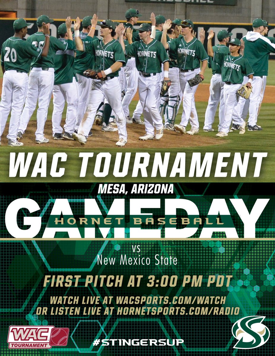GAMEDAY for <a href="/SacStBaseball/">Sac State Baseball</a>! If you’re in the Phoenix/Mesa area wear your green and gold to Hohokam Stadium and come support the Hornets! #StingersUp