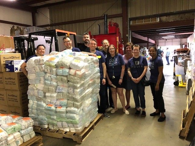 fordlibraryweb's tweet photo. Library staff volunteer at @FoodBankCENC and @DiaperBankNC during @DukeFuqua Week of Service. #fuquaserves #teamfuqua https://t.co/hNar1jWd4x