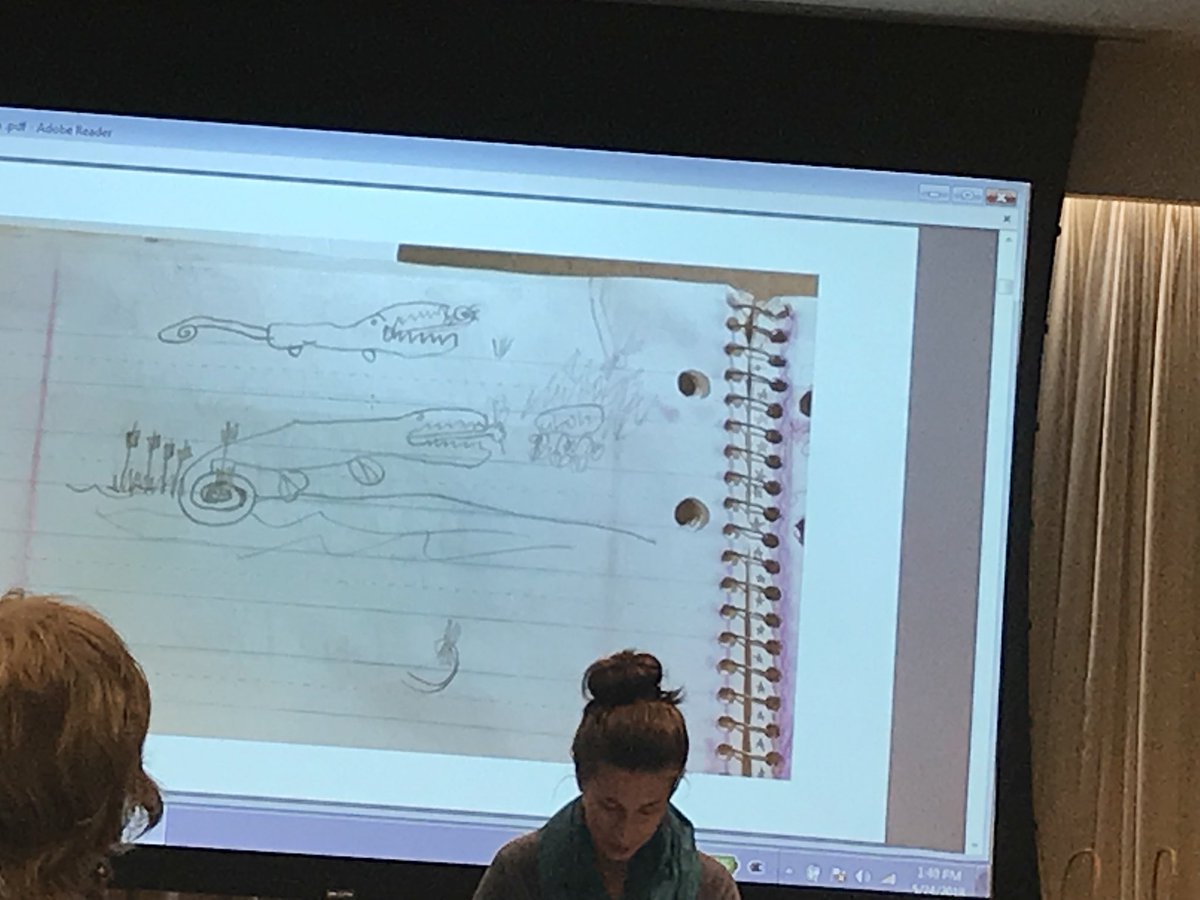 cookbookwolf's tweet photo. I love when successful authors and illustrators show us their childhood work Julia Sarcone-Roach #nycslsspring18 https://t.co/pbCcCQQJv7