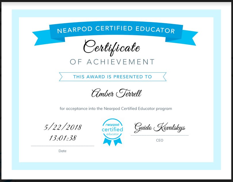 1to3ChangED's tweet photo. I'm @nearpod certified! What a way to end the school year! Thank you @CSpainTeaches for providing the resources - can't wait to share this tool and certification option with our peers https://t.co/SkkwXWi1hB