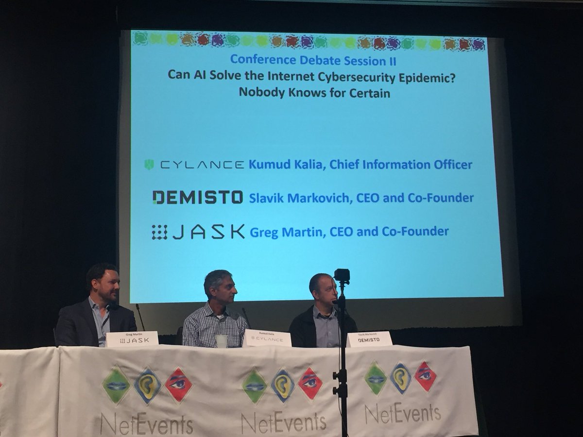 AmlecHouse's tweet image. “We are absolutley seeing a cyber weapons arms race. Cyber weapon proliferation is the new normal. AI is now being used to create new weapons - just as #AI is being applied in defence.” @gregcmartin #netevents18