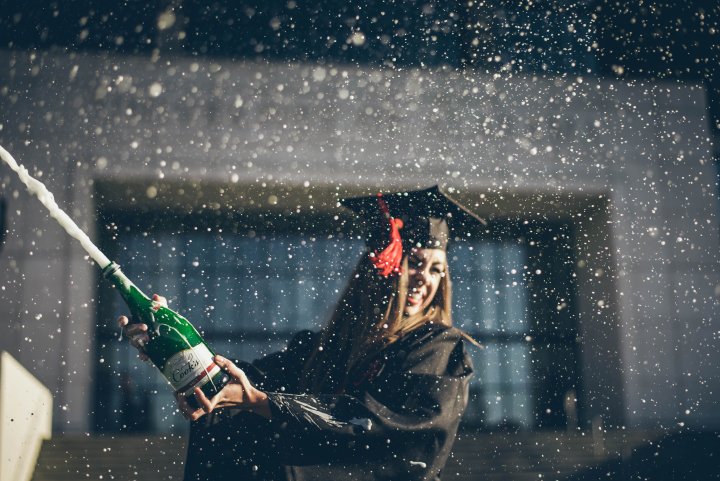 COTPBABY's tweet photo. Yes, it’s a high school graduation.  Yes, it seems she shouldn’t be doing that with champagne.  But you still have to get her a gift.  Clearly, this is a situation where you should Check Out This Package! 📦🎓🍾
#COTPFTW  #bubblypersonality #carepackages #graduationgift https://t.co/WQQmT3YBAo