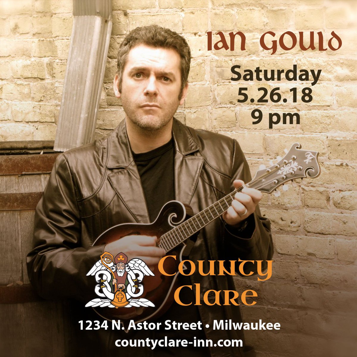 We welcome back <a href="/IanGouldMusic/">Ian Gould</a> to the Clare on Saturday 5/26 at 9 pm. Join us for classics, covers and a wee bit of Celtic! #countyclareirishpub #countyclareinn #wisconsin #milwaukee