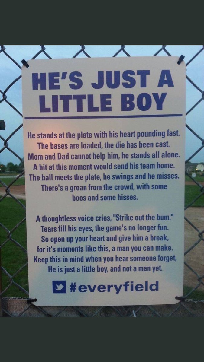 DrRLajara's tweet photo. I love this! If youโve never played the game you wouldnโt understand the pressure our little guys go through! #Letthemplay #Makeitfunagain โพ๏ธ https://t.co/niUmjwq4aw