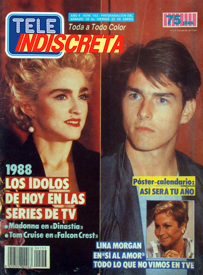 ColeccionTV's tweet image. Seguimos con las portadas de #TeleIndiscreta, esta vez de 1988 donde su gusto por las noticias inventadas creció exponencialmente. #FalconCrest y #Dinastía fueron las máximas protagonistas incluso con los (falsos) fichajes de ¡Madonna y Tom Cruise!
tvcoleccion.blogspot.com/2018/05/tele-i…