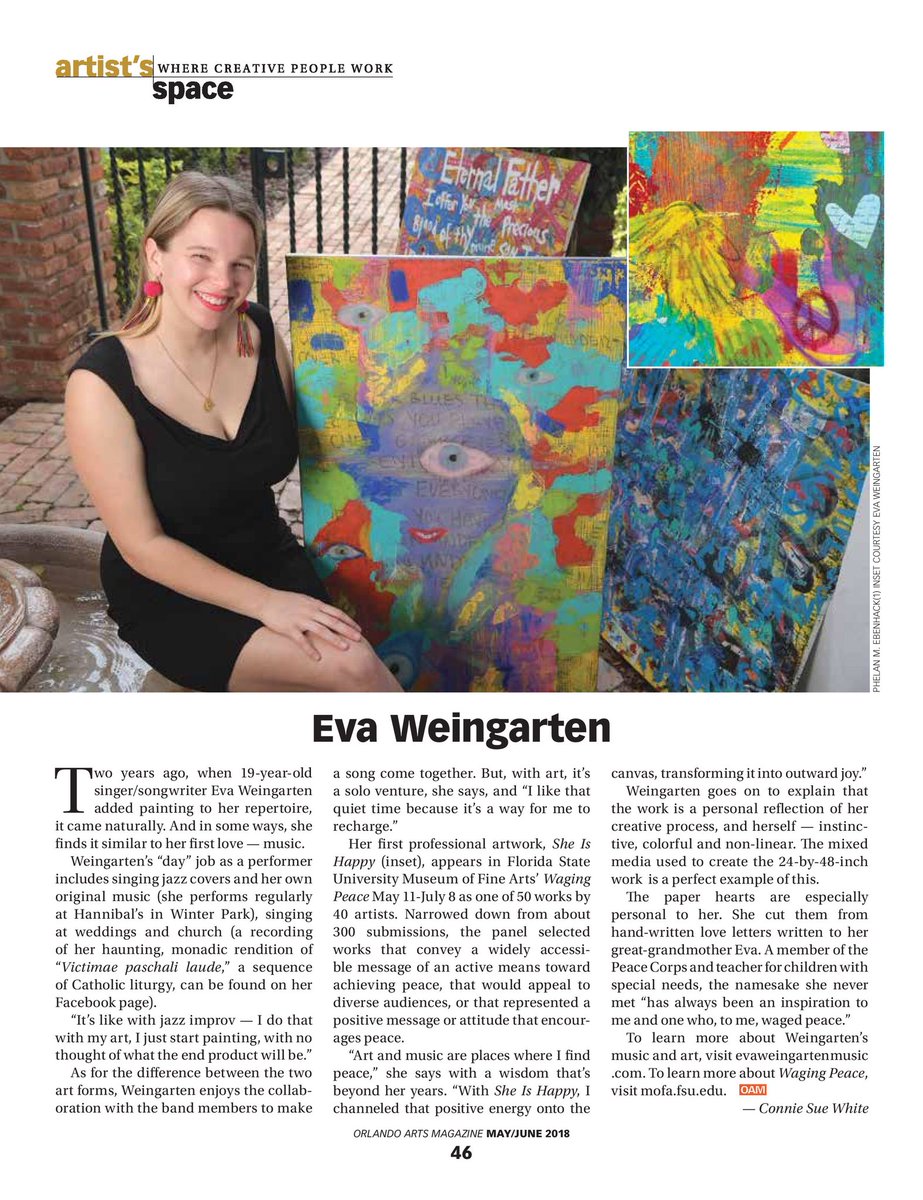 EvaWeingarten's tweet photo. Check out this article by @UnitedArts Magazine! #artist #orlandoarts https://t.co/cmFPIhV19i