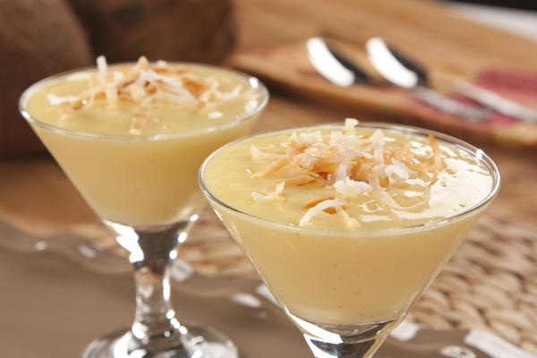 Vanilla Pudding with coconut on top #NationalVanillaPuddingDay