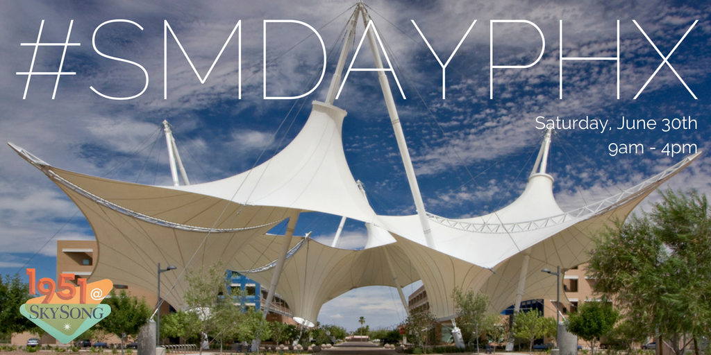 Join us on Saturday, June 30th to help us celebrate social media and learn from some of the best in the Valley! Limited seating available. #SMDayPHX #yesPHX

Register on Eventbrite here - buff.ly/2IXV90S