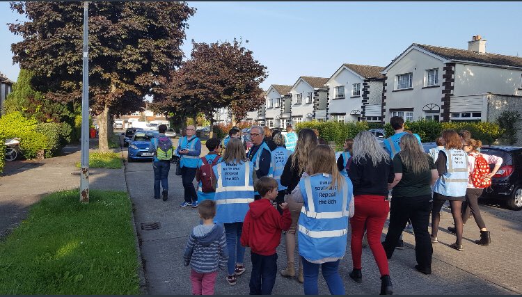 DSWProChoice's tweet photo. We are still knocking on doors and having the chats as well as asking people to come #together2vote. We got to Rathfarnham, Springfield and Tallaght stadium as well as banners across Dublin SW. We are #Together4Yes https://t.co/HnaQORyaeH