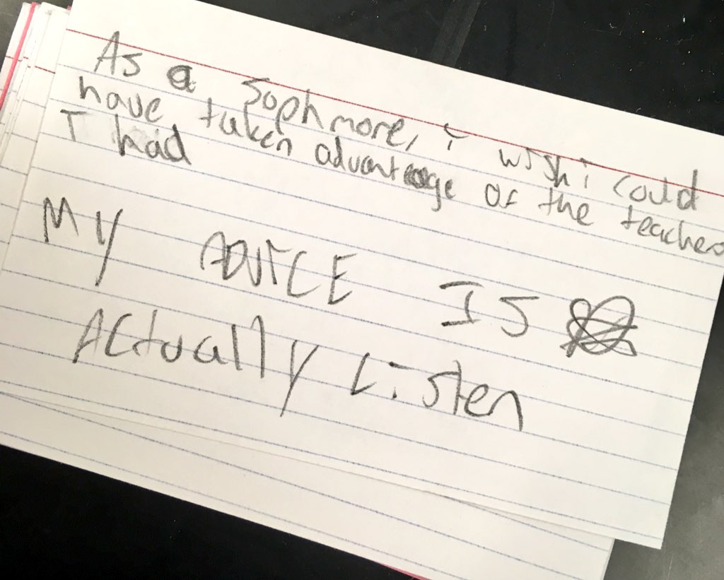 mayeliux1's tweet image. “As a Sophomore I wish i would have...”
“My advice for you (upcoming Sophomore class) is...”
Wow!!! I’m shocked by some of these responses. Some strong words. Makes me proud. #signsofmaturity #Sophomoreteacher @RaniEsposito @MrsG_P214 @msacastellanos - what do you think?