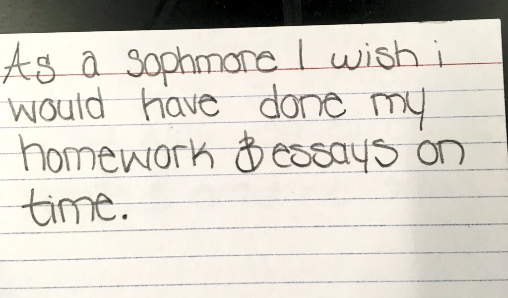 mayeliux1's tweet image. “As a Sophomore I wish i would have...”
“My advice for you (upcoming Sophomore class) is...”
Wow!!! I’m shocked by some of these responses. Some strong words. Makes me proud. #signsofmaturity #Sophomoreteacher @RaniEsposito @MrsG_P214 @msacastellanos - what do you think?