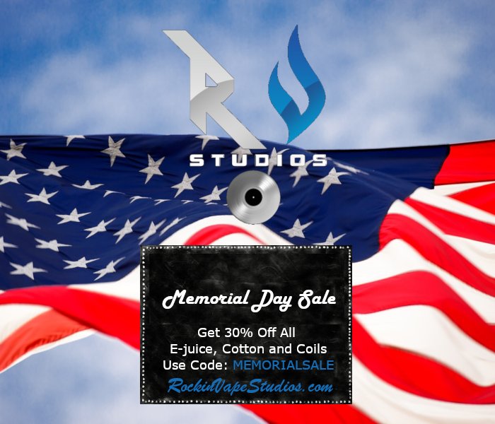rockinvape1's tweet photo. Memorial Day Sale! 30% off all e-juice, cotton and coils Use Code: MEMORIALSALE at check out https://t.co/wjL08YtL33
#Vapelife #Ejuice https://t.co/dAfMlVvI8m