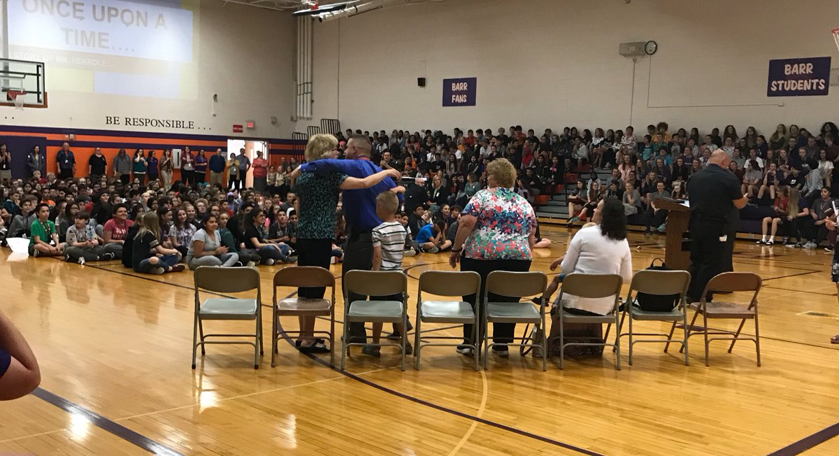 shereestockwell's tweet photo. Surprise @hekrdlet ! It’s a surprise going away party @BarrMiddle ! What a great legacy he leaves! https://t.co/HqUauBxMF5