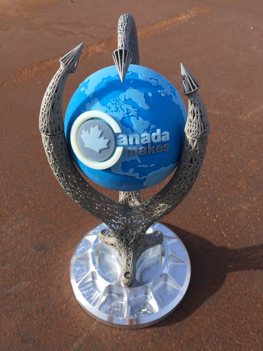 Cimetrix3D's tweet image. @CanadaMakes announced the first-ever 3D Challenge winner today! Check out the stellar trophy we produced in collaboration with partners @RenishawAM @sheridancollege - can you guess which part we printed? Full details of the contest here: canadamakes.ca/canada-makes-a… @javelintech