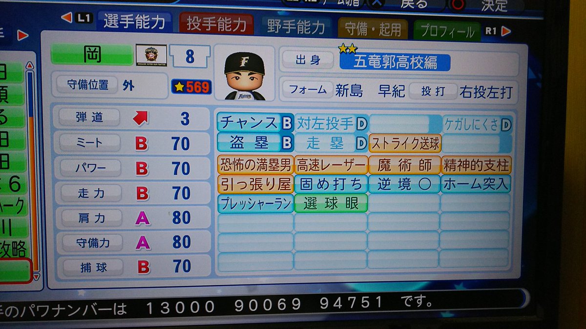 老師ゲームちゃんねる Twitter वर 守備型外野手 不眠症にはなったけど なんとか良い流れで完成 引っ張り屋は珍しいかも パワプロ パワプロ18 五竜郭 パワナンバー Live選手 サクセス