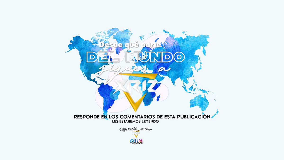 CFOfficialXriz's tweet photo. ¡Hola!
¿Te gusta la música de @Xriz?
Dinos desde qué parte del mundo lo sigues. 🗺️

• Responde a este tweet • 
🌍🌎🌏 Ciudad y país 🌏🌎🌍 https://t.co/9RBNPyjkLD