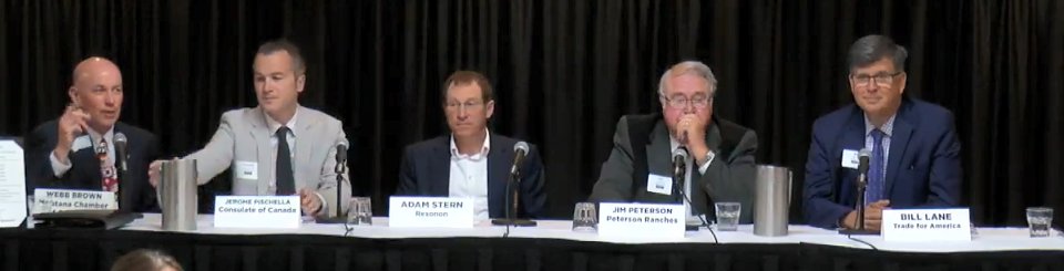 Trade4America's tweet photo. Our Executive Director Bill Lane is joined by rancher Jim Peterson, manufacturer Adam Stern, and @CanCGDenver Senior Trade Commissioner @JerPisch to discuss the importance of #trade agreements to Montana's economy. #MITD18 https://t.co/UHPkmHTNoV https://t.co/5DpxPxHdf4