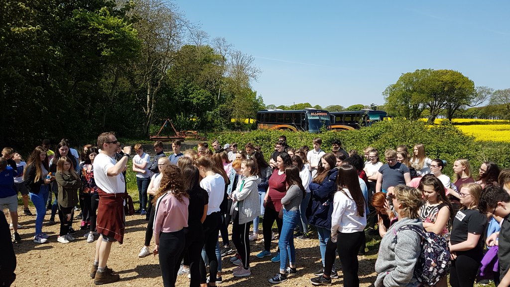We have arrived at Whithorn. Just about to walk around 1 mile to the beach. Pupils will make an alter and Father Deighan will say mass #whithorn2018
