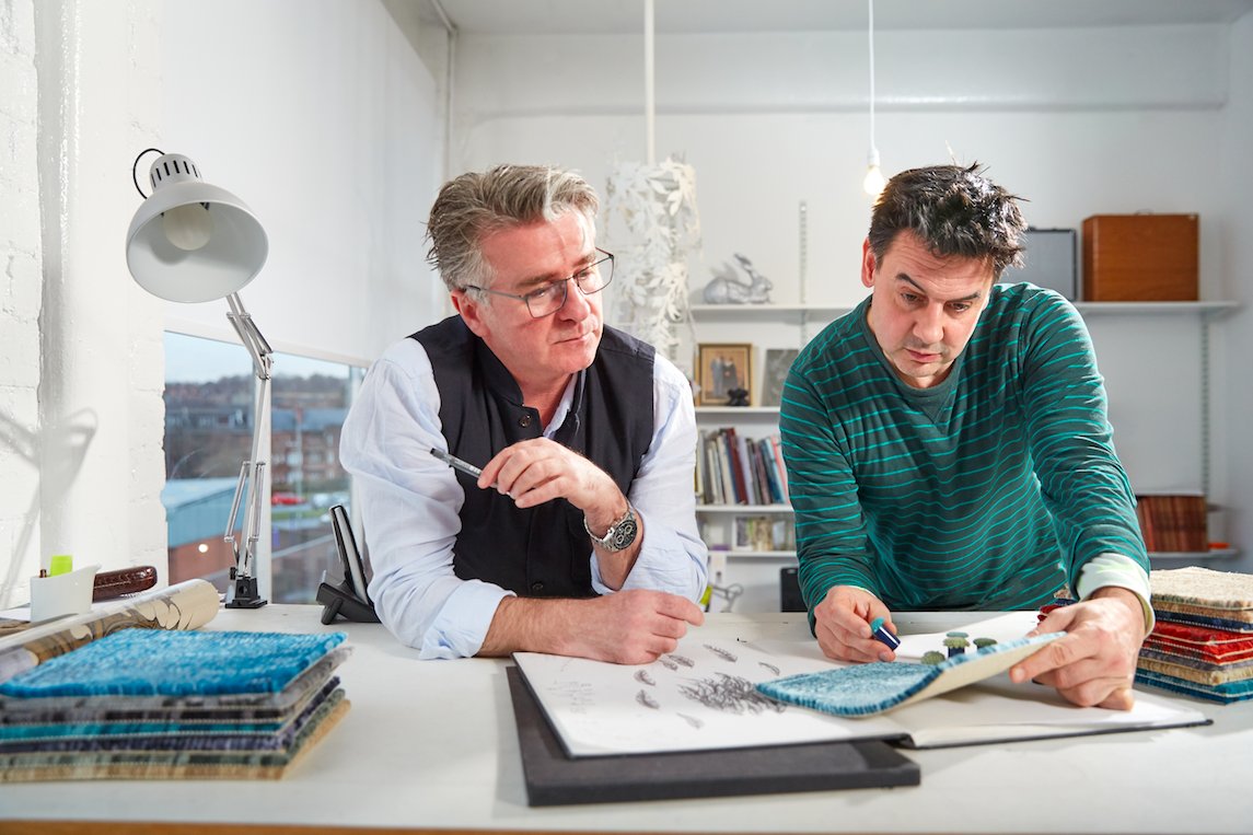 TBeasties's tweet photo. Catch the boys in conversation with @BrintonsCarpets tonight with @tomdyckhoff at Fora @CDWfestival 
#TBforBrintons #craigendcollection #CDW2018 #design #collaboration #interiors #carpets #pattern #textures #wool #brintons #timorousbeasties https://t.co/vr3E05DnaT