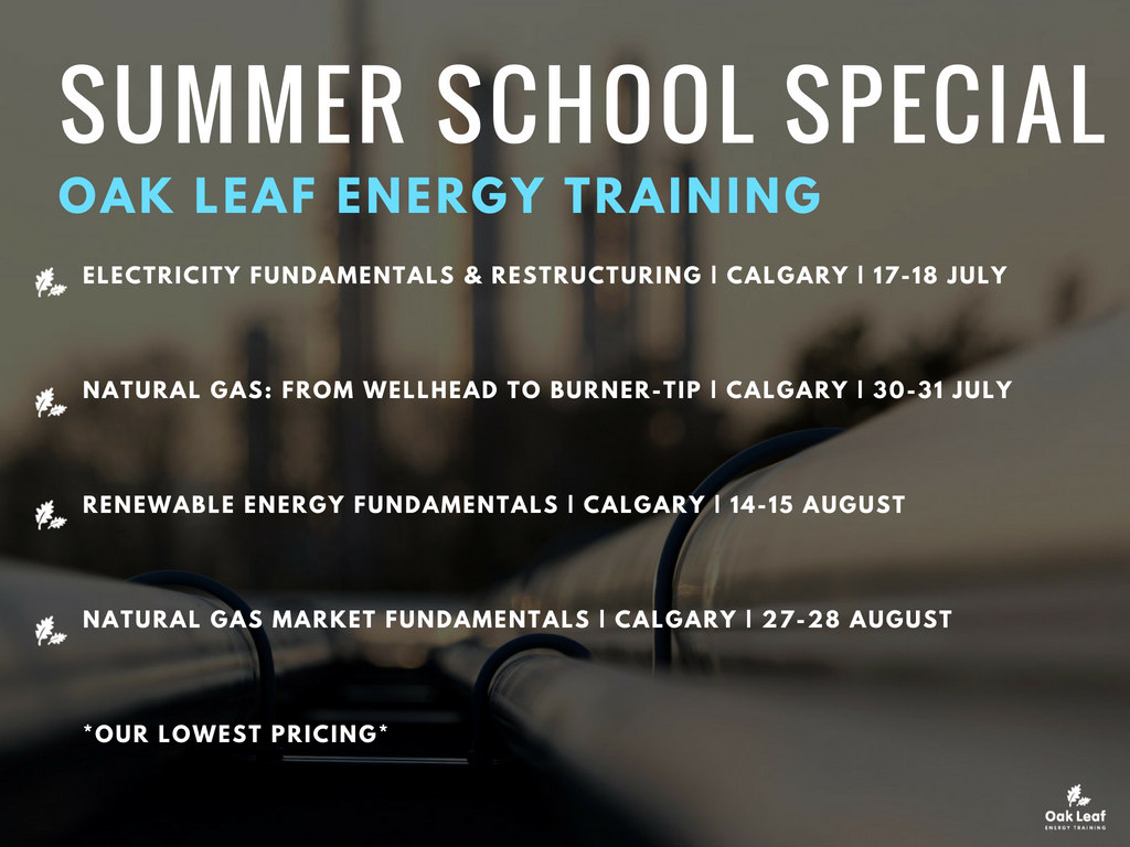 OakLeafEnergy's tweet photo. SUMMER SCHOOL SPECIAL @ OAK LEAF
Our lowest pricing: $1050+

Electricity Fundamentals &amp; Restructuring - July 17-18
Natural Gas Wellhead to Burner-Tip - July 30-31
Renewable Energy Fundamentals - August 14-15
Natural Gas Market Fundamentals - August 27-28

https://t.co/t4ADyiFtxH https://t.co/LlPk7Ga5Du